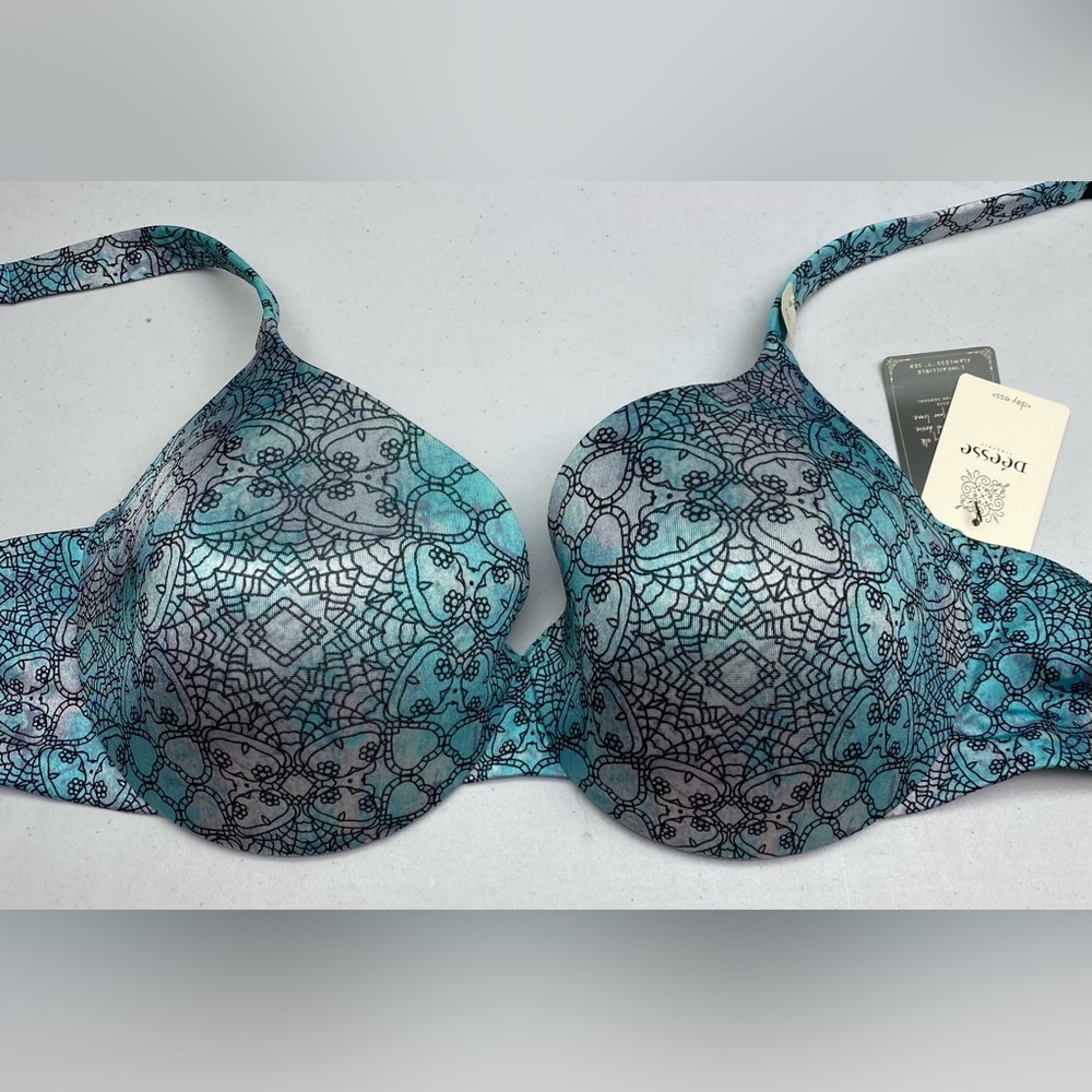 NWT Deesse Lingerie BLU/BLK Lightly Lined Underwire, 44C *P1089